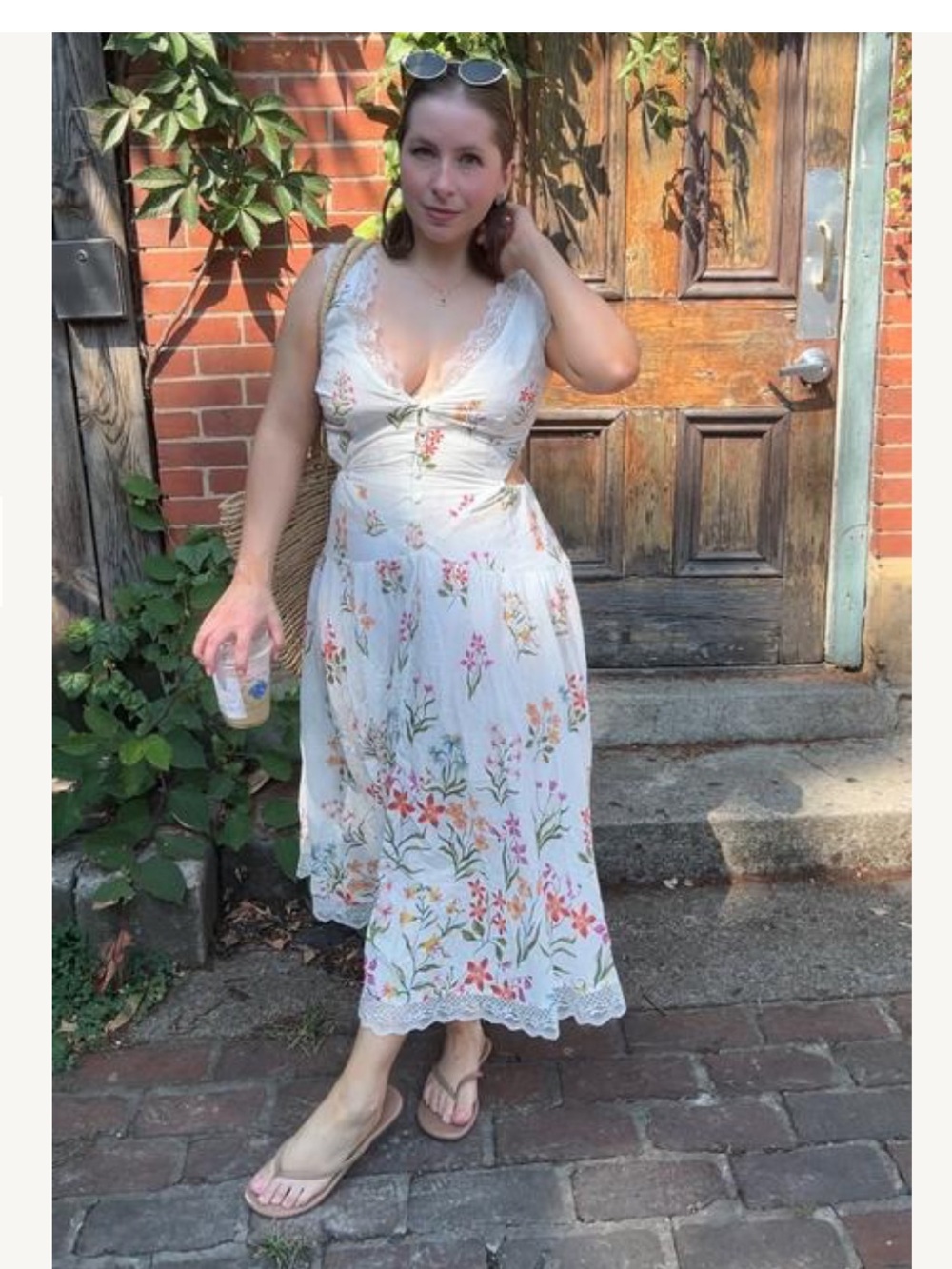 By Anthropologie Open-Back Drop-Waist Floral W/Lace Midi Dress NWT Size X-Large - Picture 4 of 12